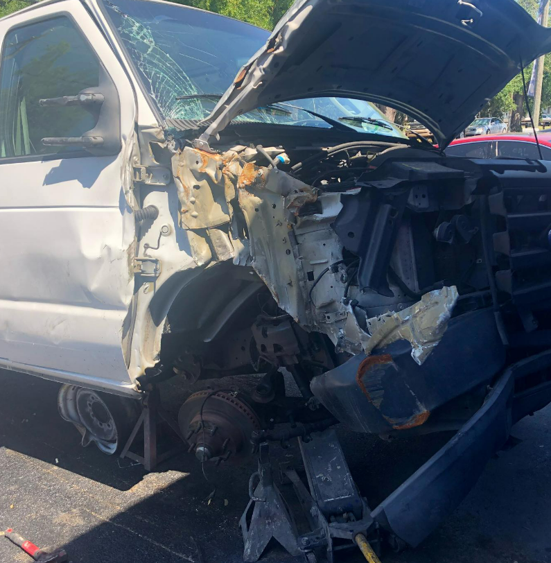 Severe structural damage before repair